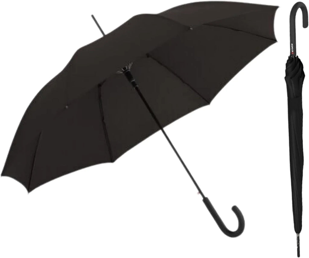 UMBRELLA AUTOMATICALLY OPENS CURVED HANDLE BLACK