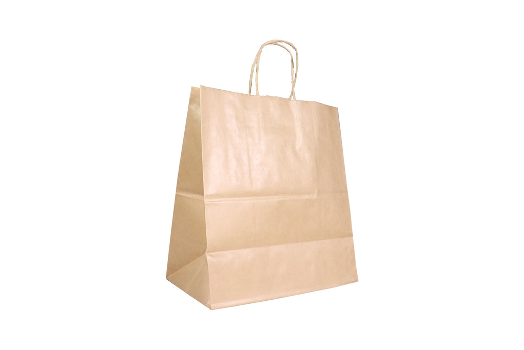 #8 Paper Bags With Twisted Handle-Kraft-Large W11"xB6"xL12"