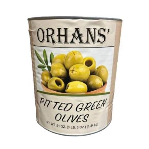 ORHANS PITTED GREEN OLIVE  6.25 LB