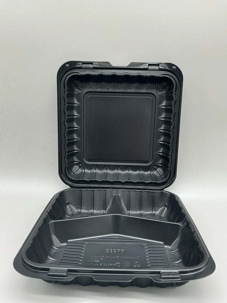 9*9*3 COMP PP HINGED FOOD CONTAINER BLACK