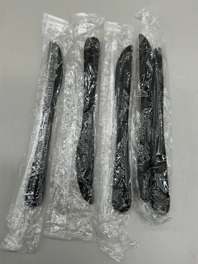 MEDIUM WEIGHT BLACK PP INDIVIDULLY WRAPPED KNIFE