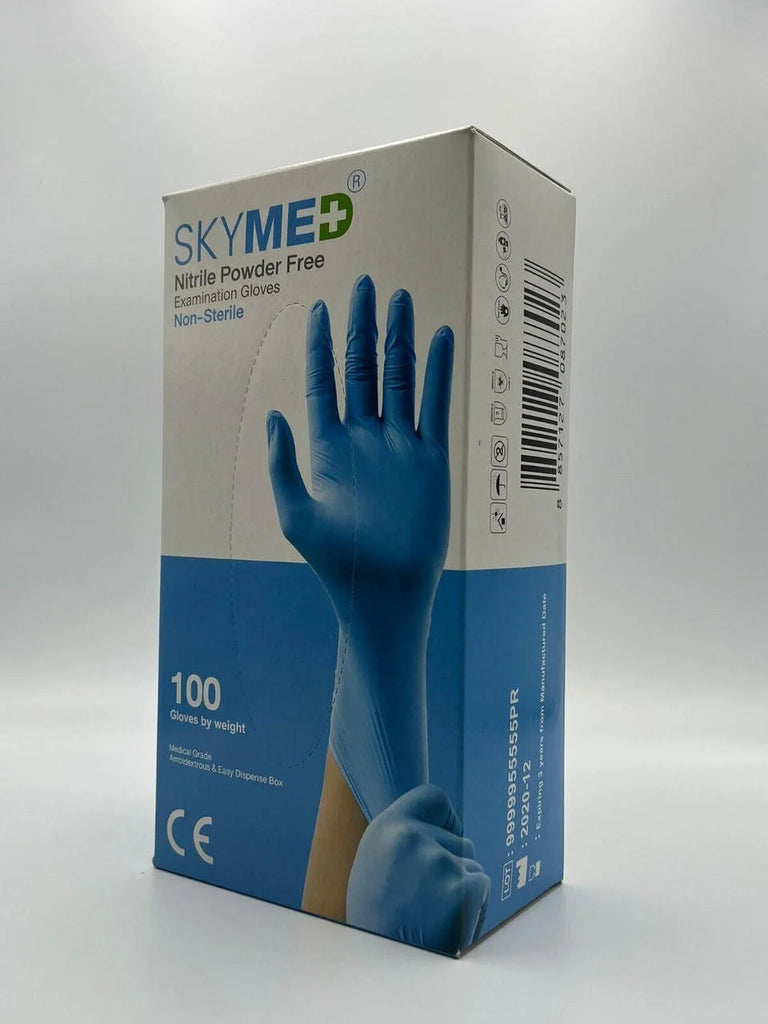 NITRILE POWDER FREE EXAMINATION GLOVES M & L - SKYMED