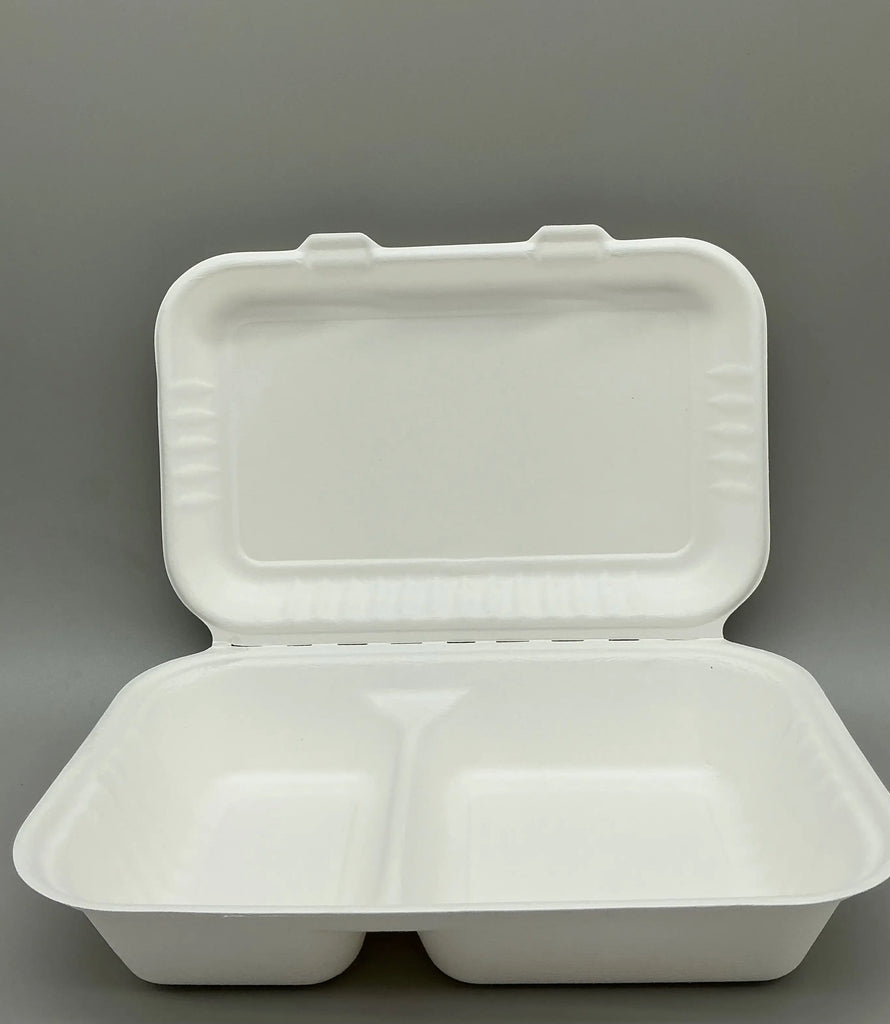 9*6*2 COMP BAGASSE FOOD CONTAINER WHITE