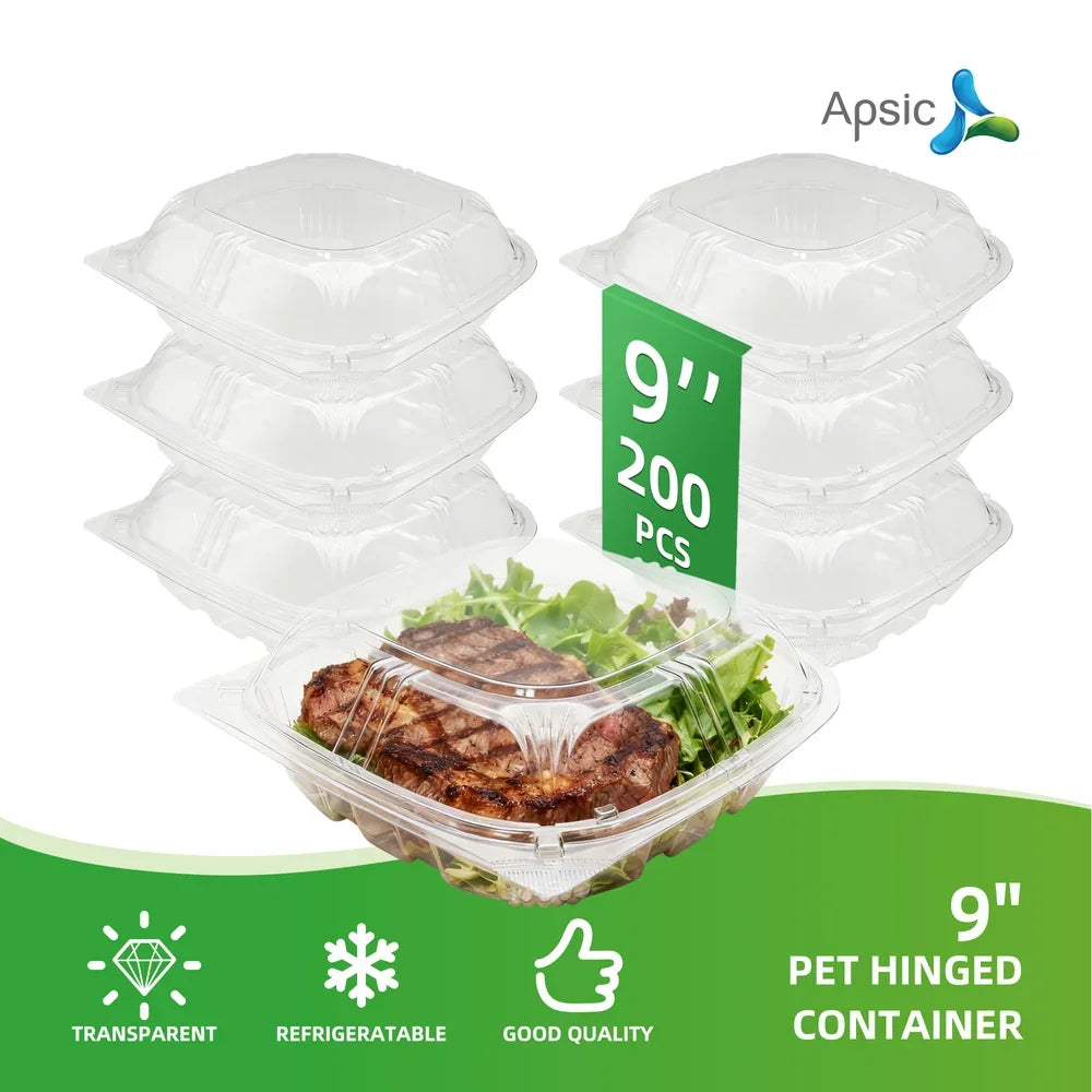 9" PET HINGED CONTAINER