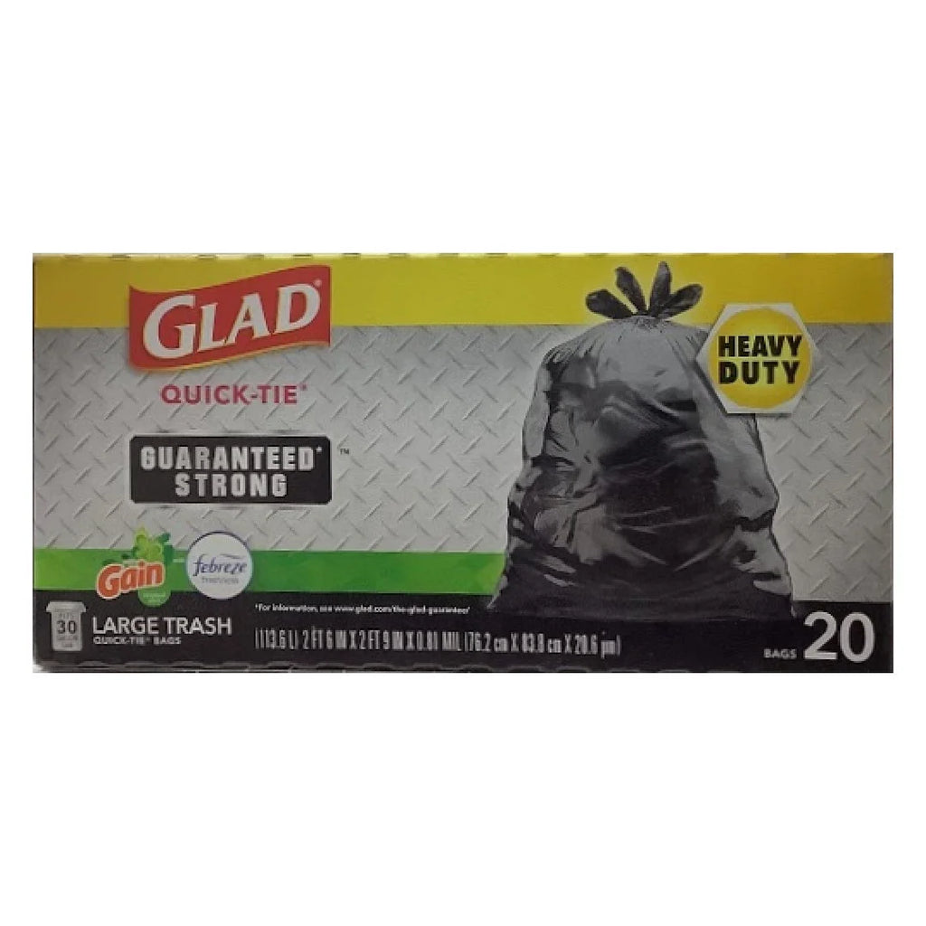 QUICK TIE HEAVY DUTY TRASH BAGS 30GAL - GLAD