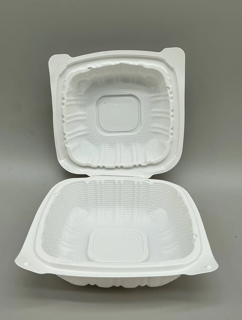 6*6*1 COMP PP HINGED FOOD CONTAINER WHITE